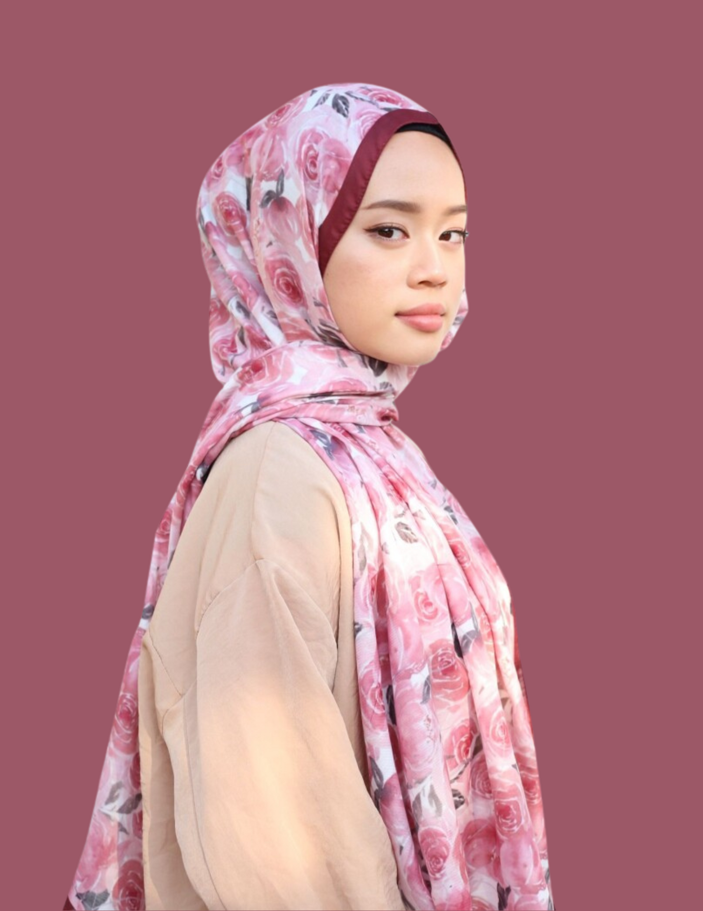Print Hijab - Rose in Bloom