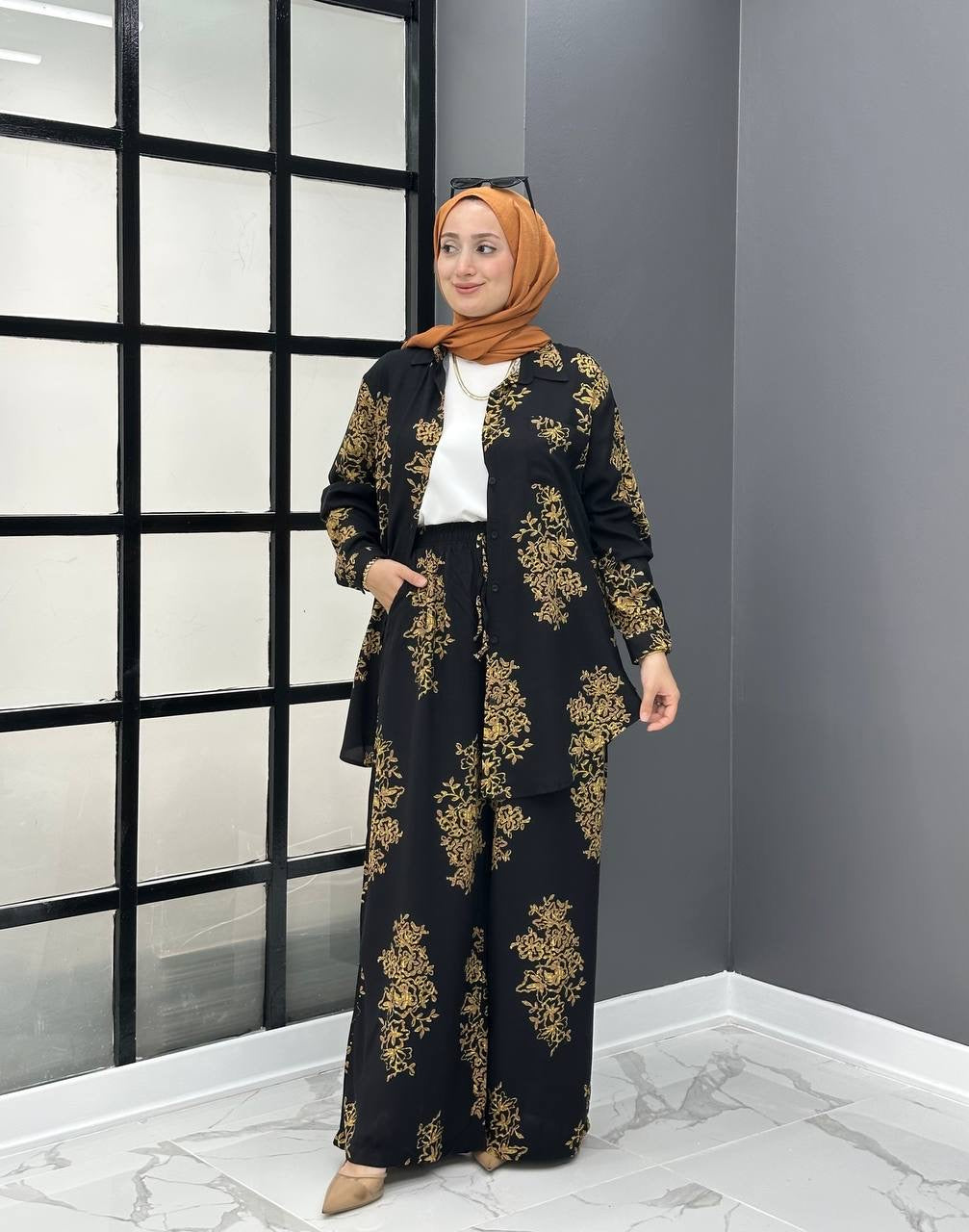 Gold Motif Pant Set