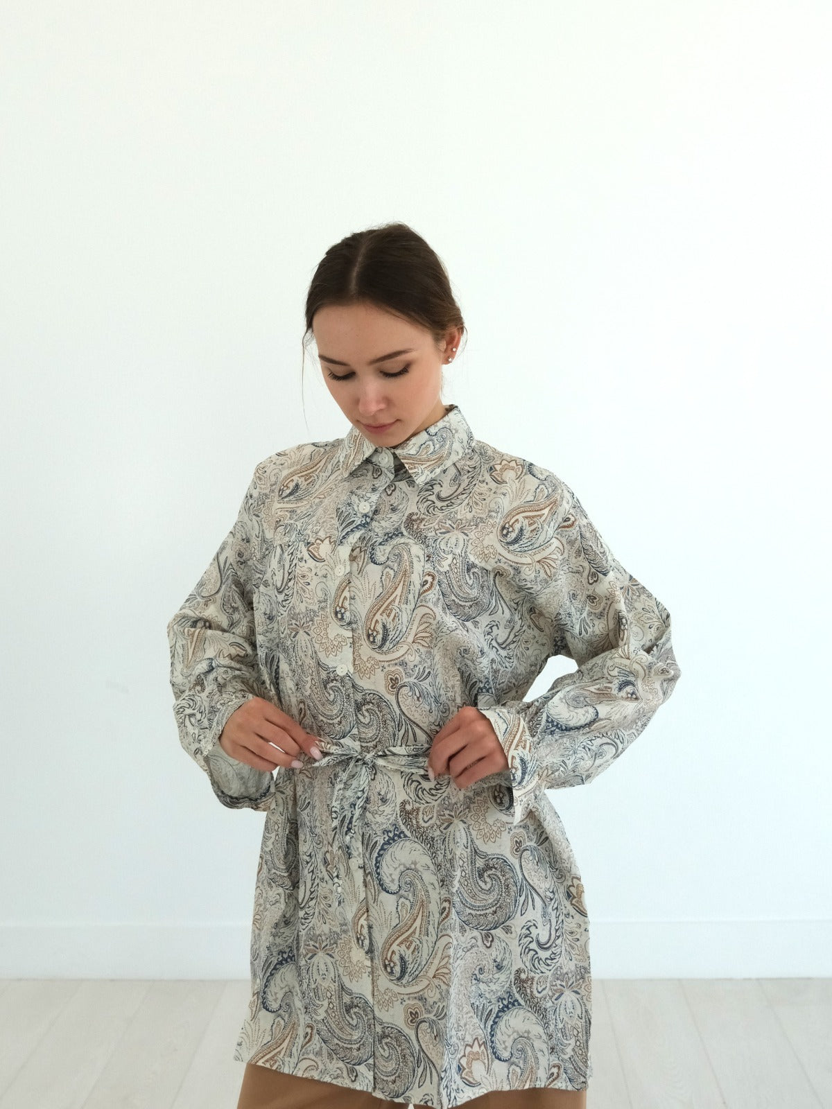 Paisley Tunic Shirt - Stone