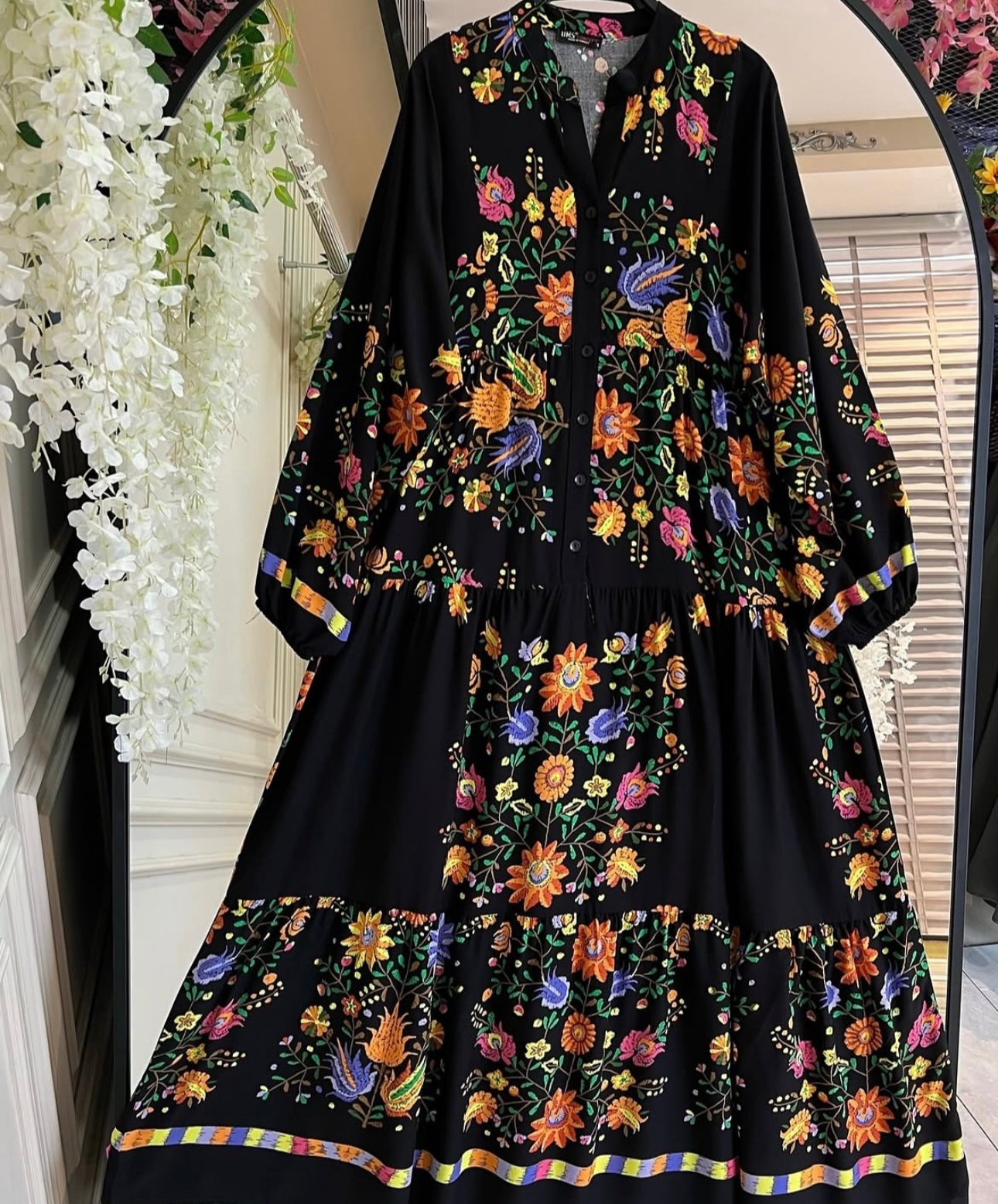 Floral Summer Dress on Black