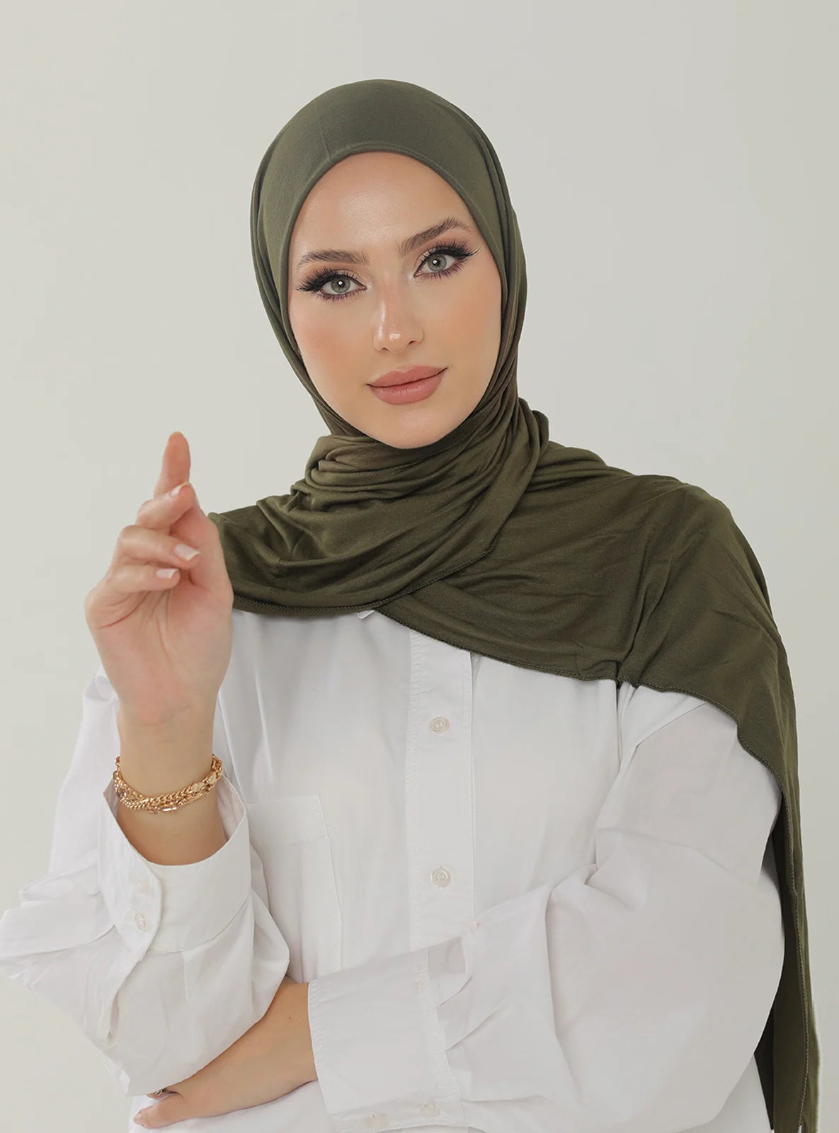 Jersey Hijab - Khaki Green