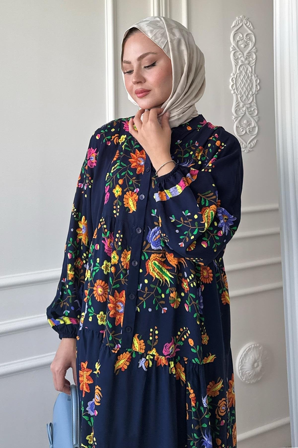 Painting Board Dress in Navy