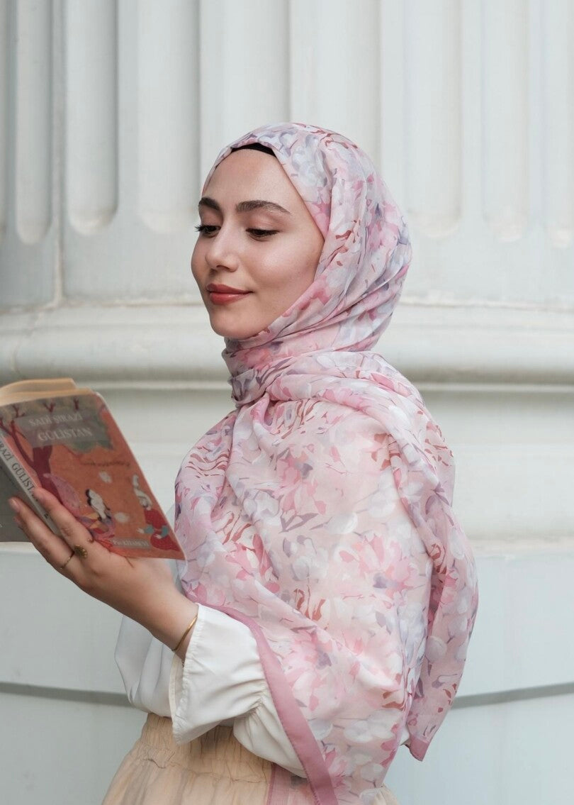 Floral Breeze Print Hijab - Pink