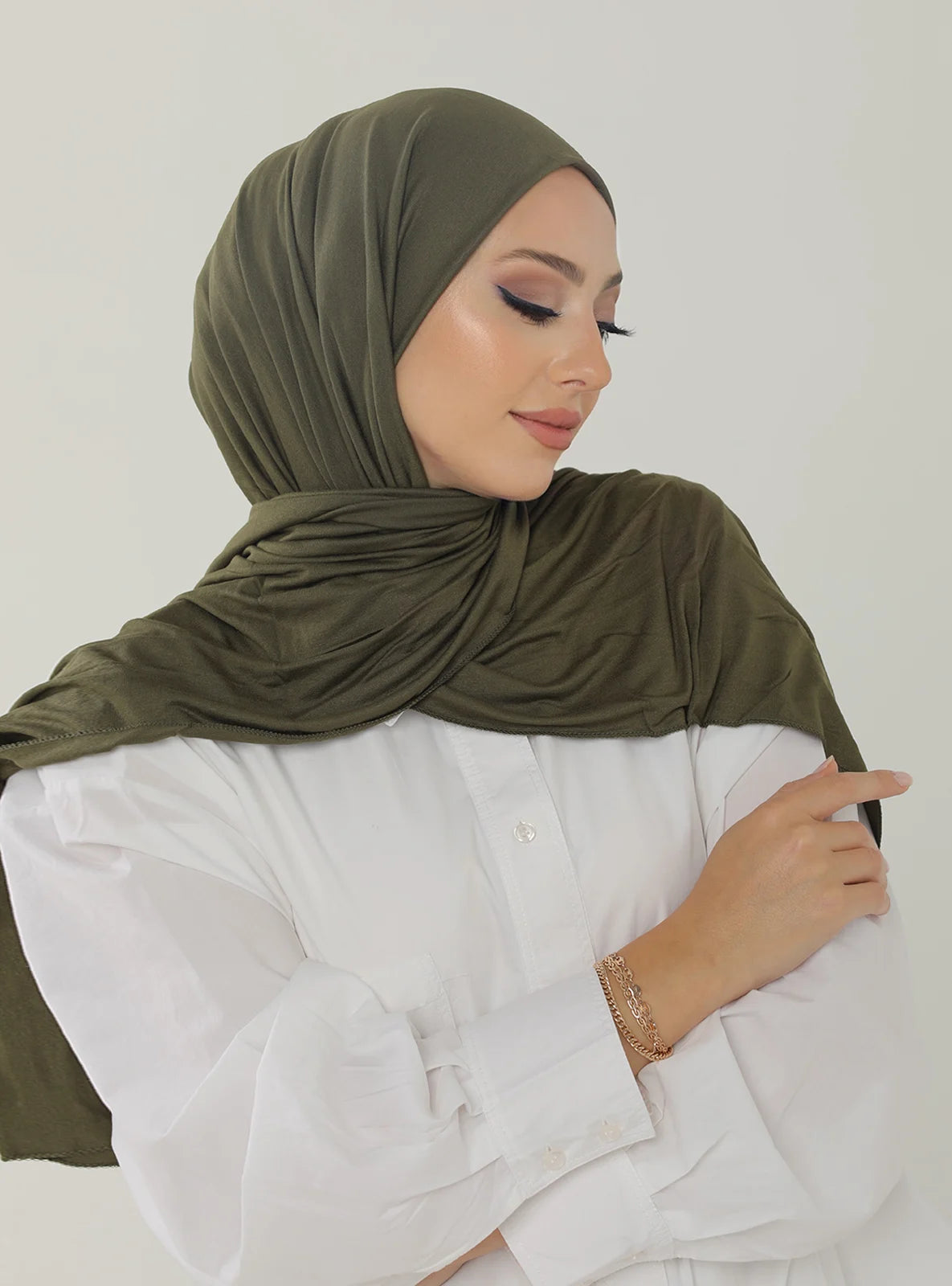 Jersey Hijab - Khaki Green