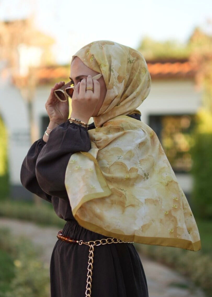 Flora Print Hijab - Avocado