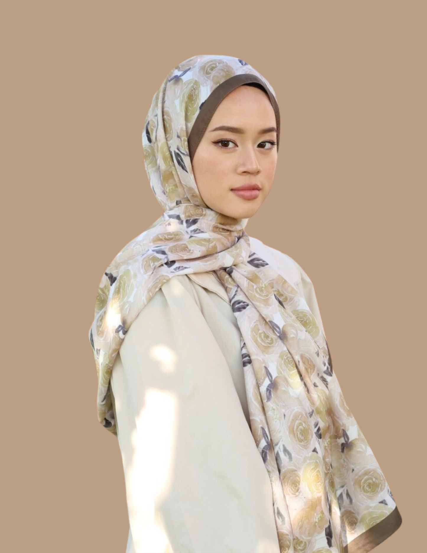 Print Hijab - Rose in Olive