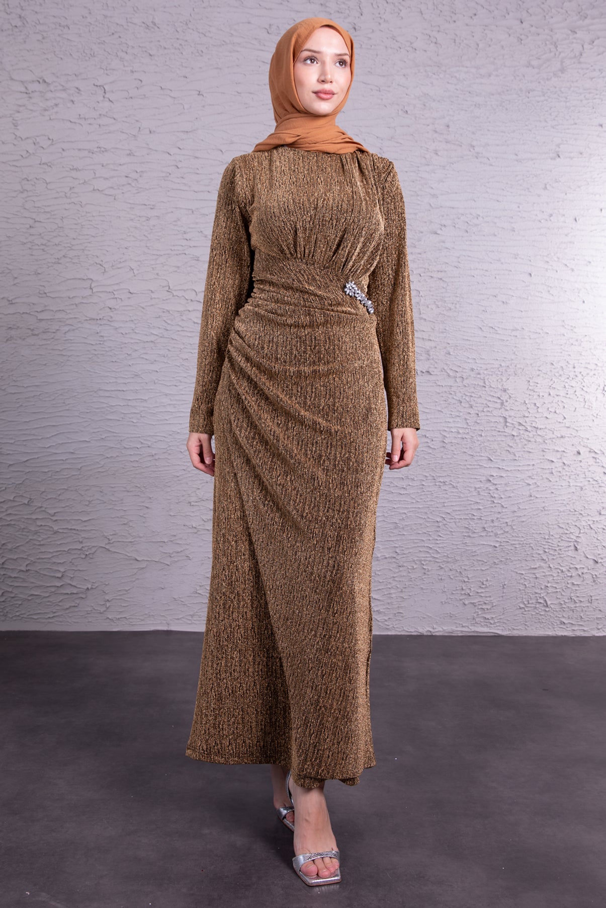 Gold Glimmer Modest Gown