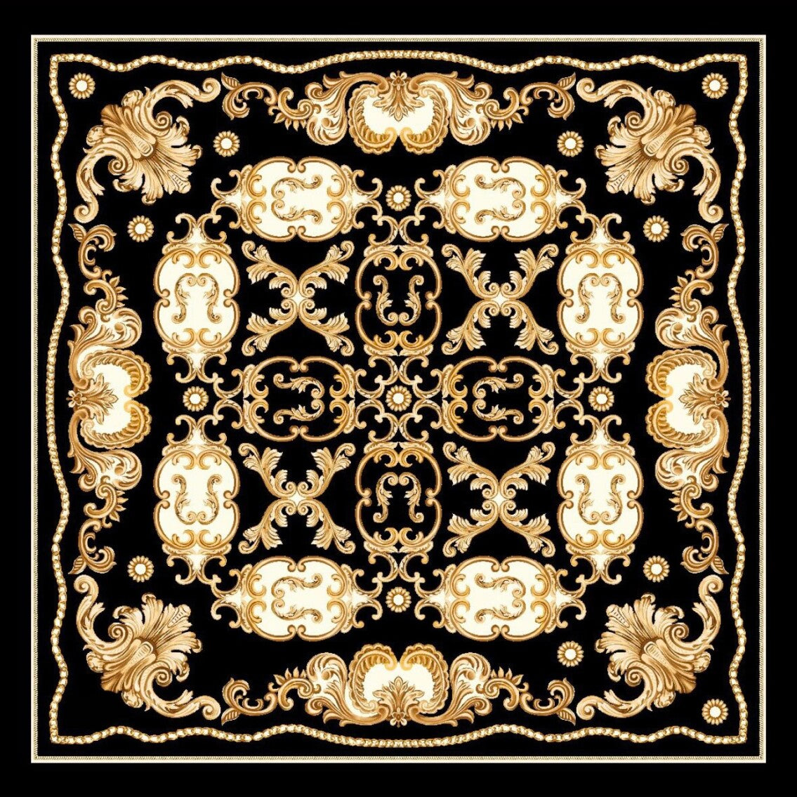 Emperial Gold Square Hijab - Black