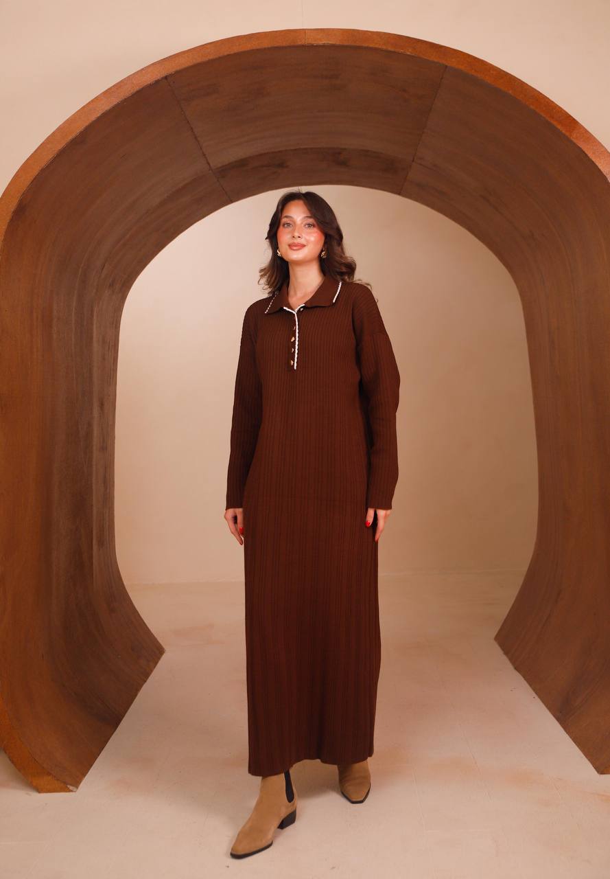 Defne Knit Dress in brown – Modestique
