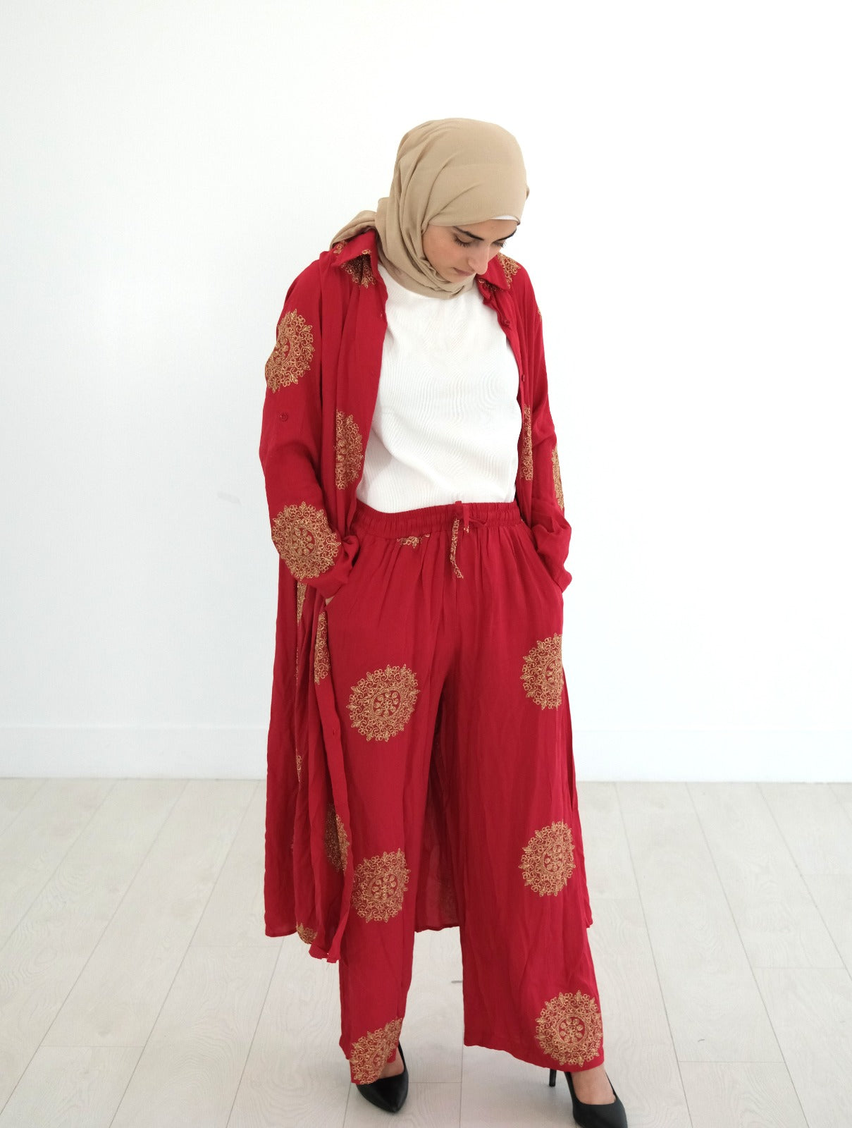 Etherial Pant Set in Red