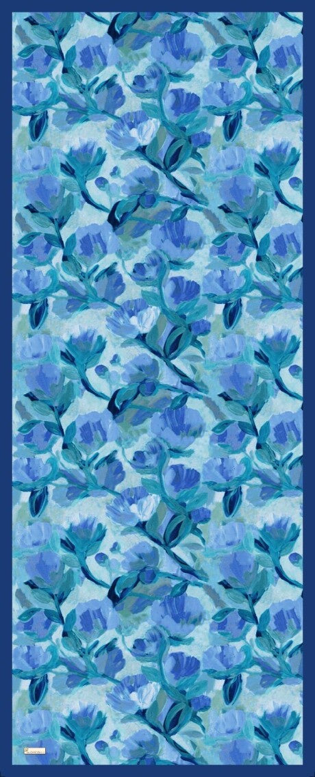 Watercolor Bloom Print Hijab - Blue
