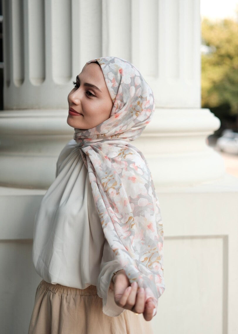 Floral Breeze Print Hijab - Soft Mint