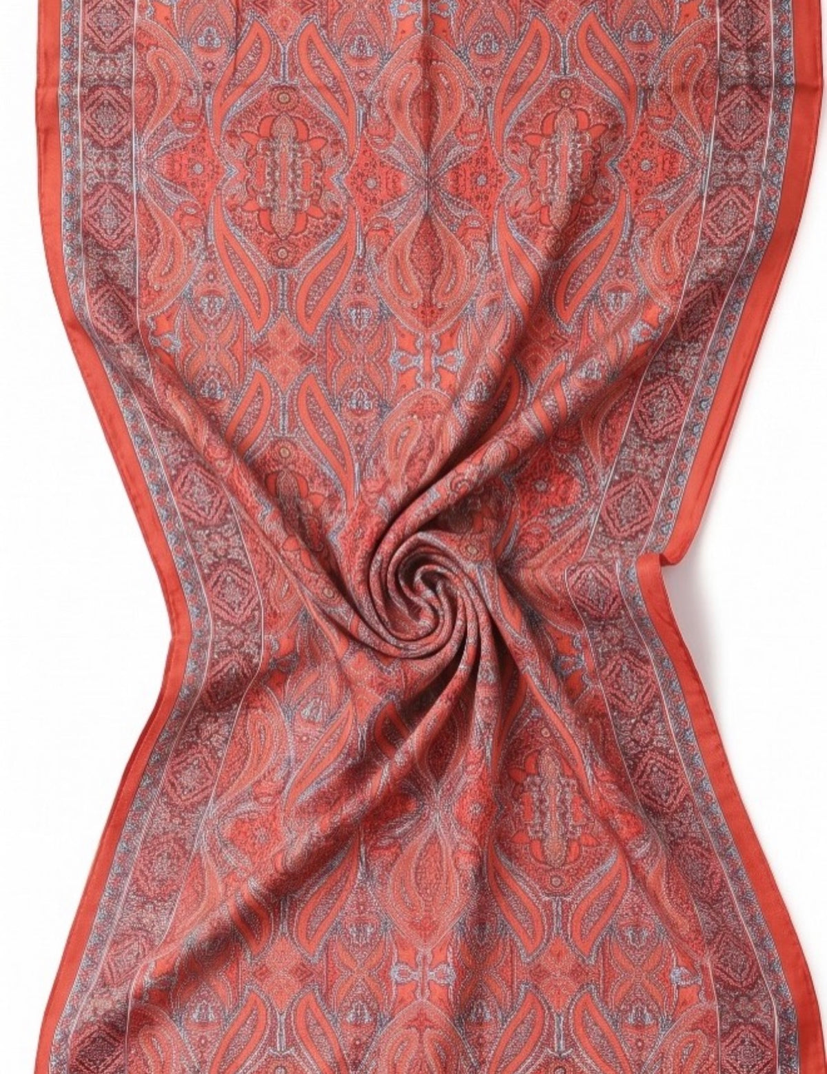 Bamboo Textured Print Hijab - Red Oriental