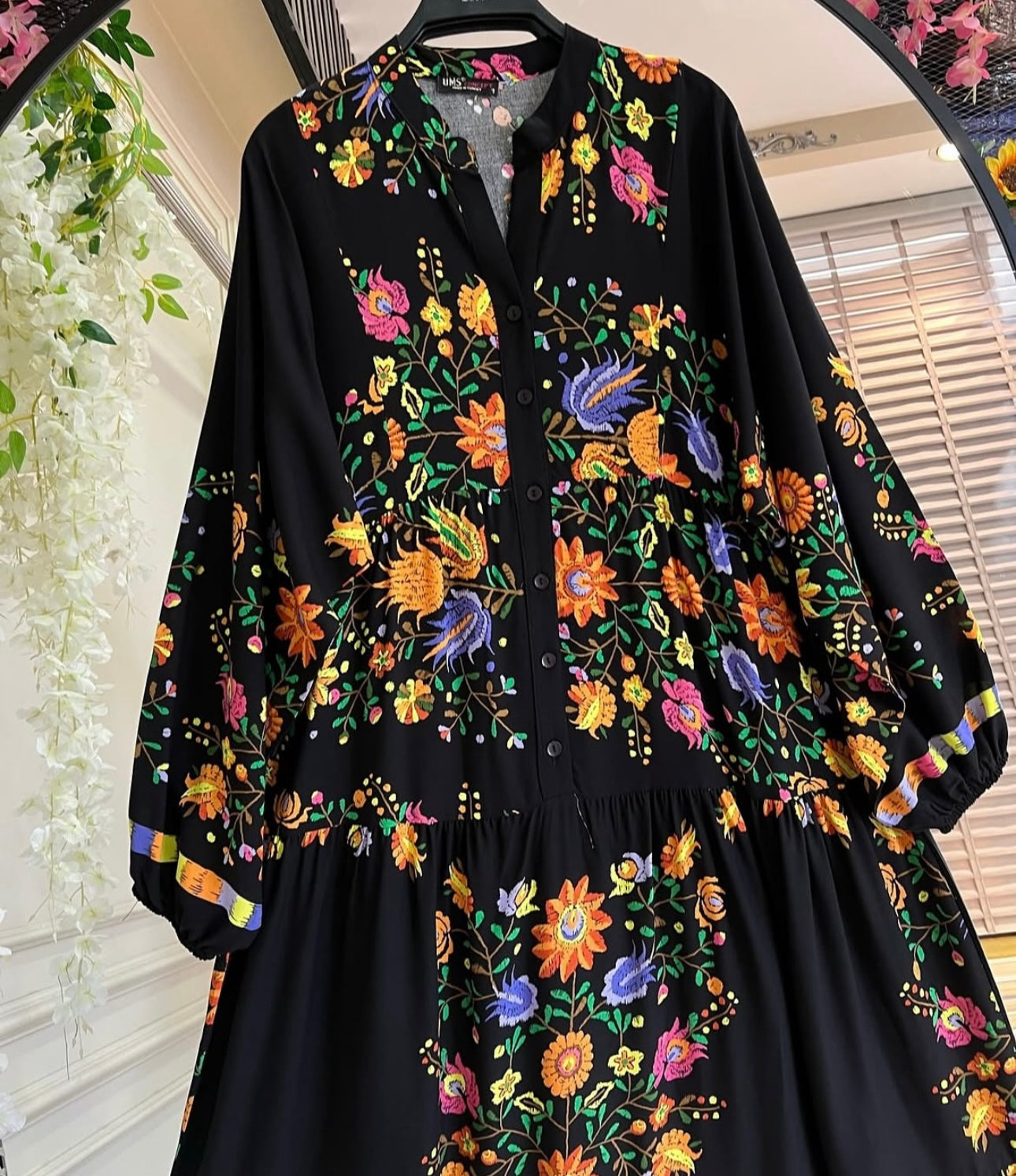 Floral Summer Dress on Black