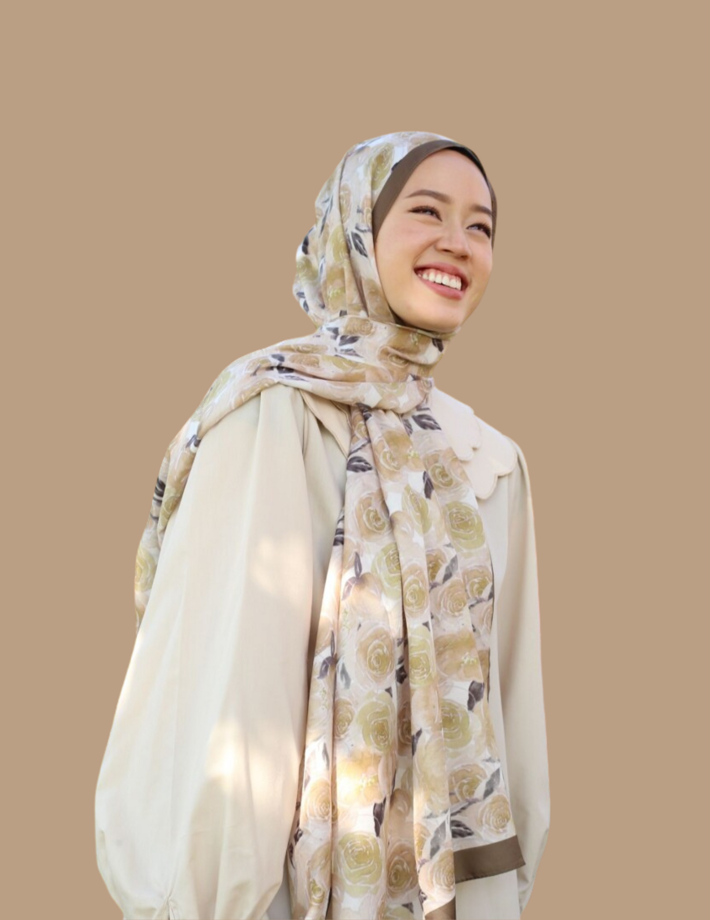 Print Hijab - Rose in Olive