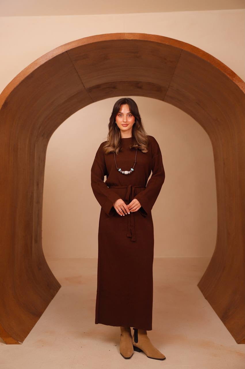 Amber Knit Dress in brown – Modestique