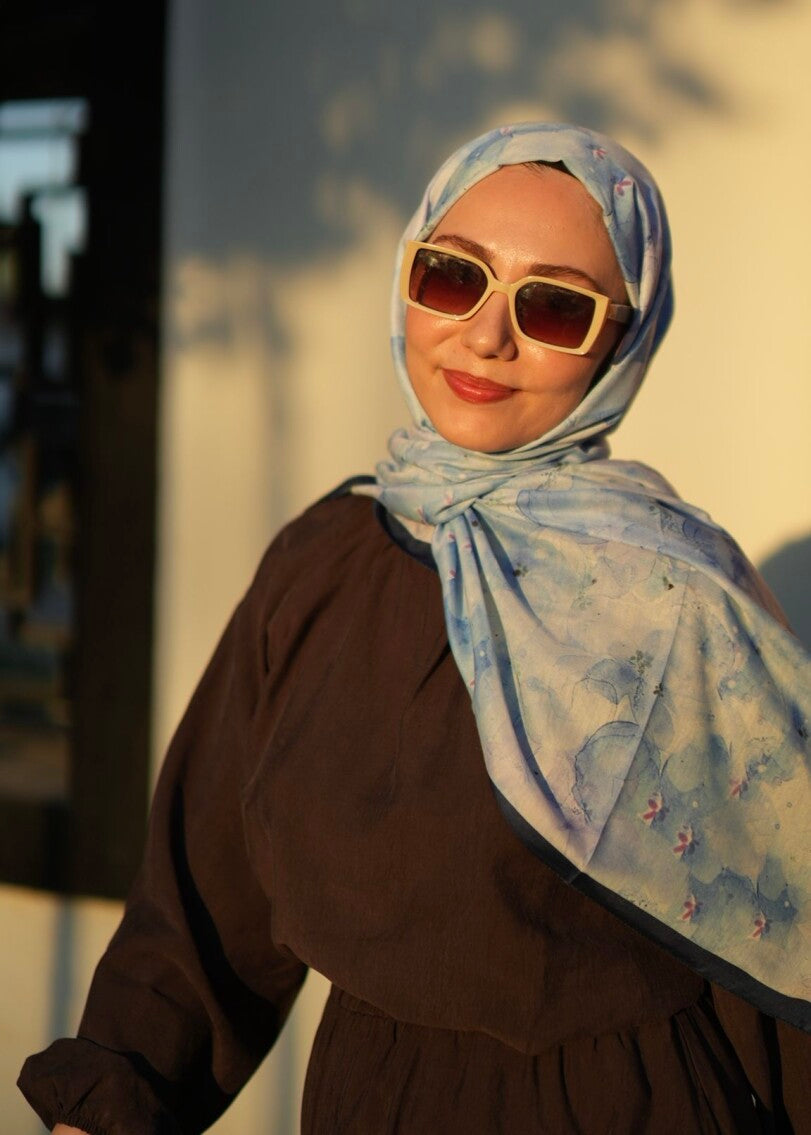 Flora Print Hijab - Blue