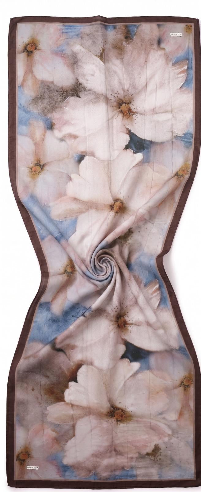 Bamboo Textured Print Hijab - Brown Border Floral