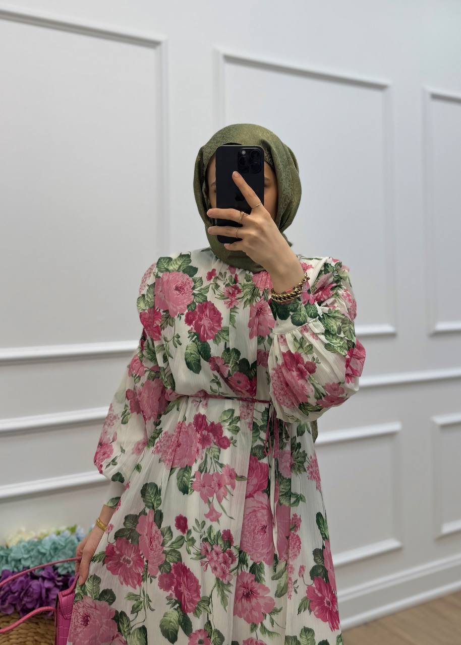 Amira Chiffon Dress - Pink