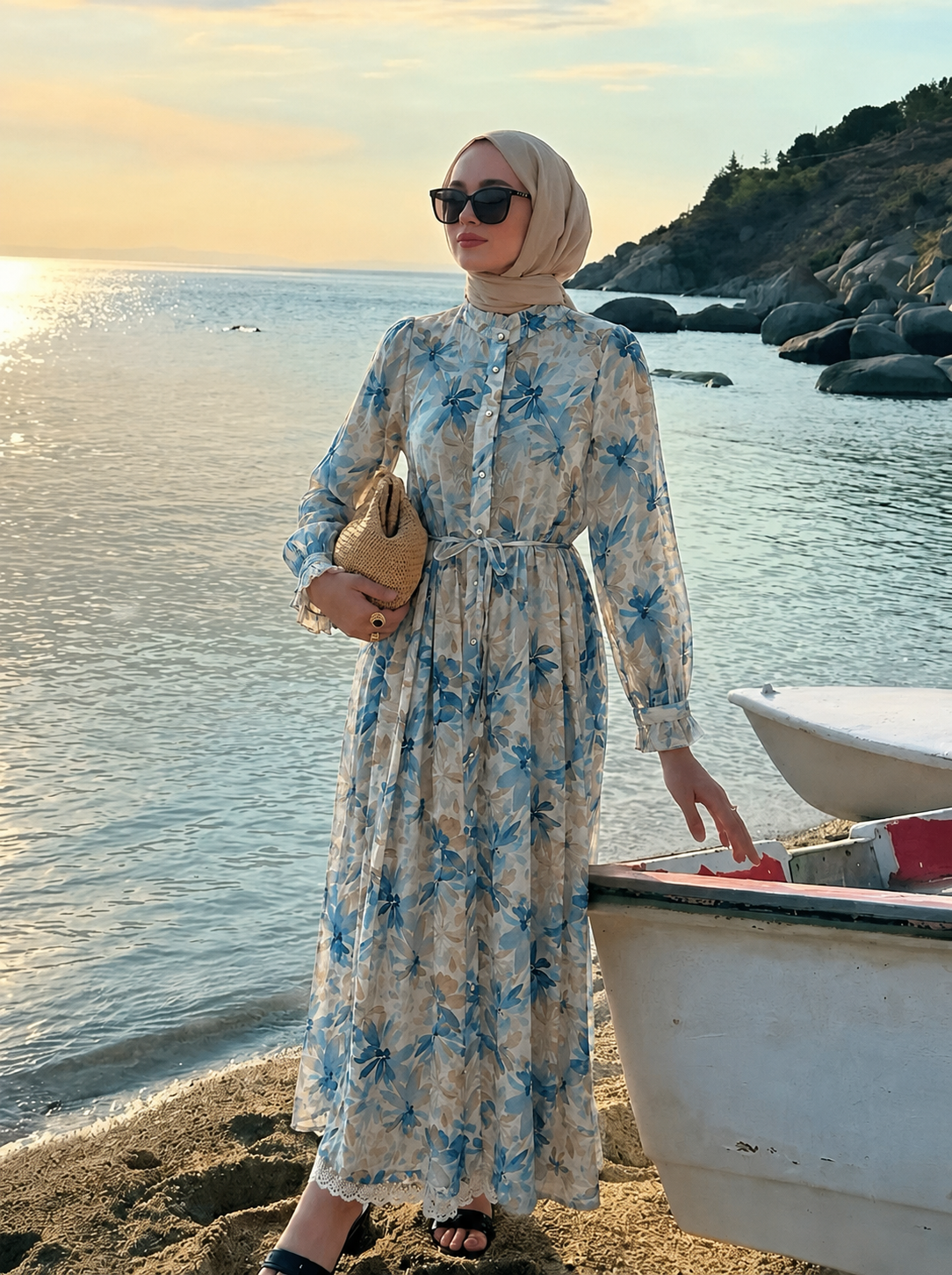Blue Blossom Cotton Dress