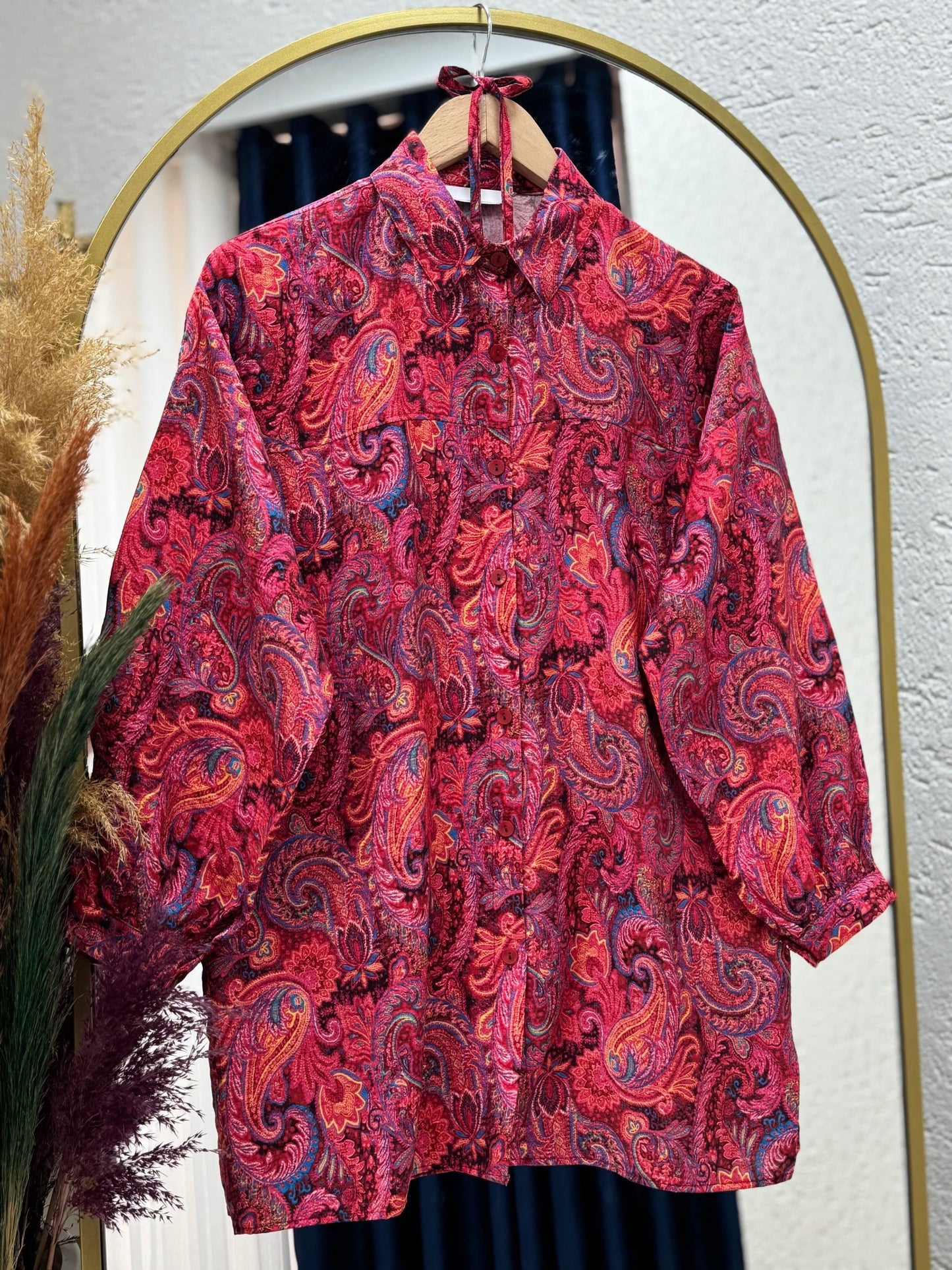 Paisley Tunic Shirt - Red