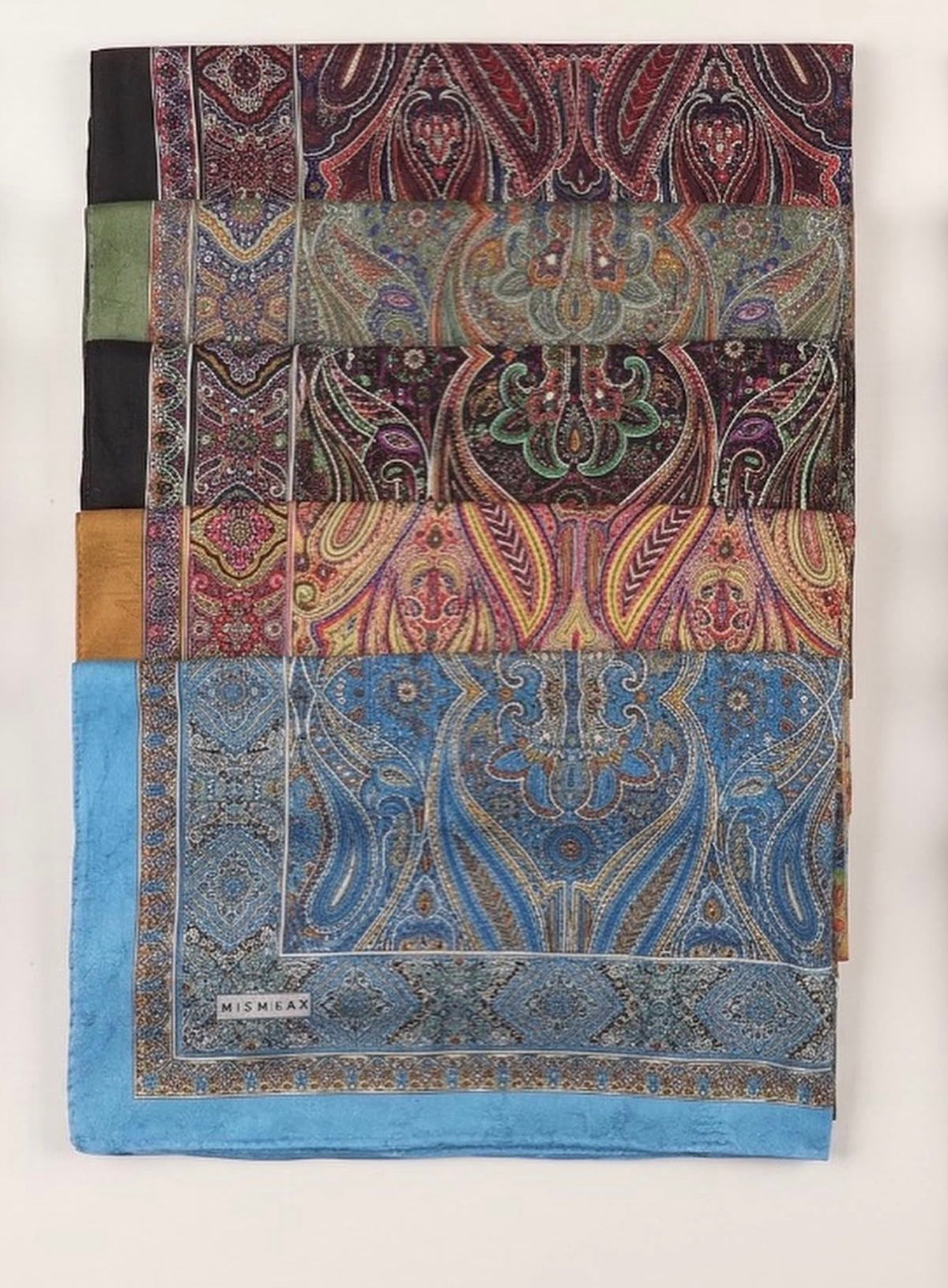 Bamboo Textured Print Hijab - Blue Oriental