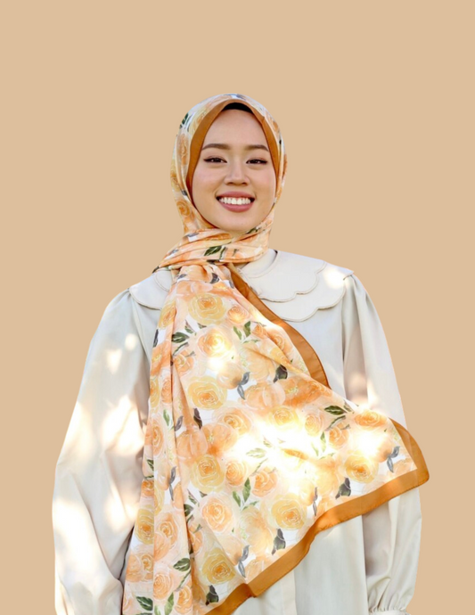 Print Hijab - Rose in Mustard