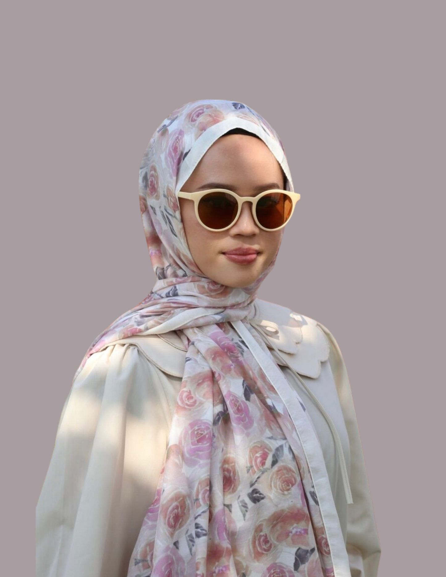 Print Hijab - Rose in Pearl