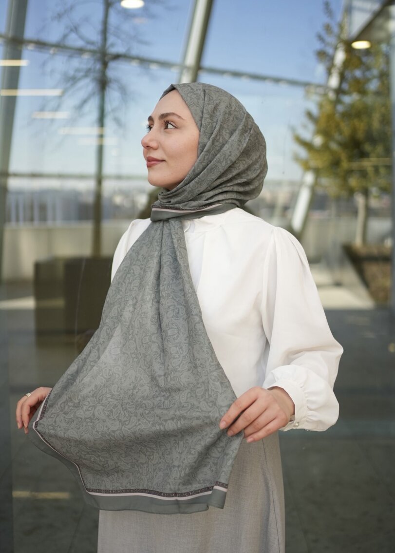 Regal Print Hijab - Sage