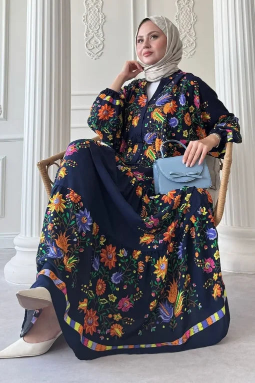 Painting Board Dress in Navy
