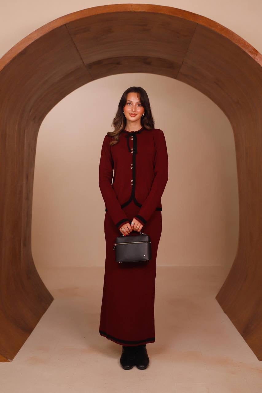 Belle Knit Set in burgundy – Modestique