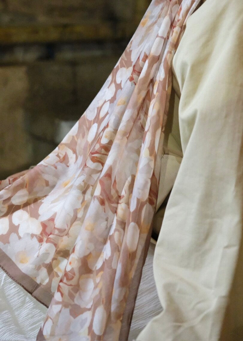 Floral Breeze Print Hijab - Brown