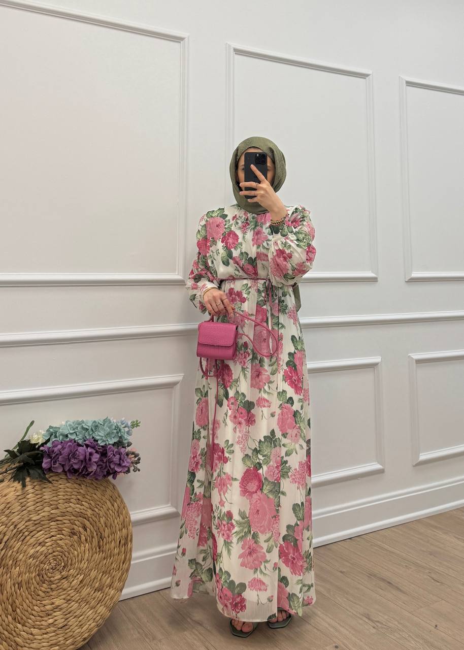 Amira Chiffon Dress - Pink