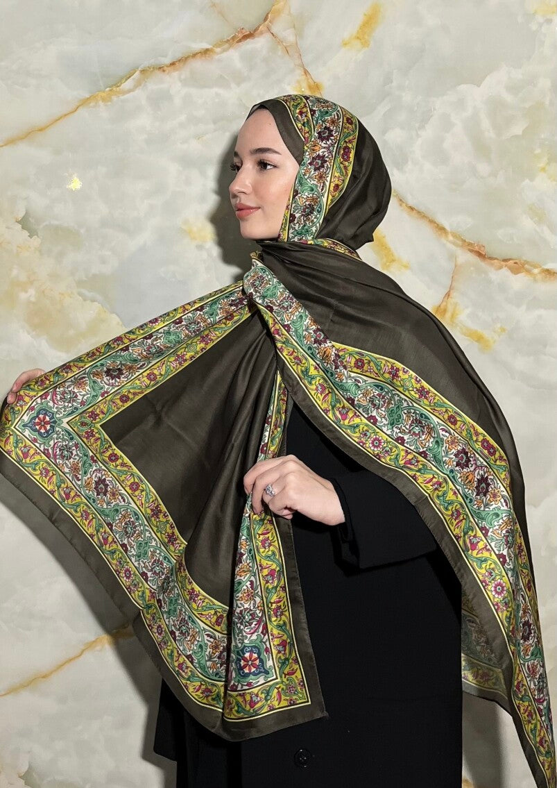 Royal Ottoman Print Hijab - Green