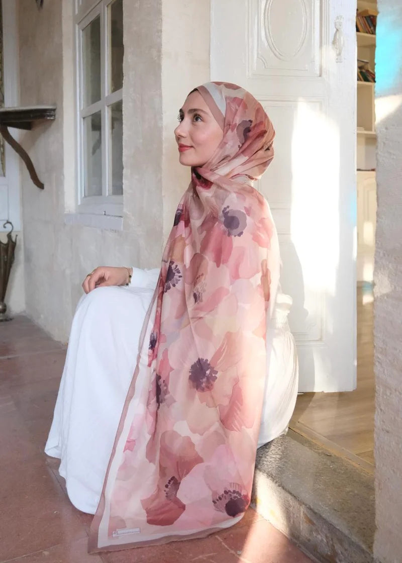 Maribel Print Hijab - Latte