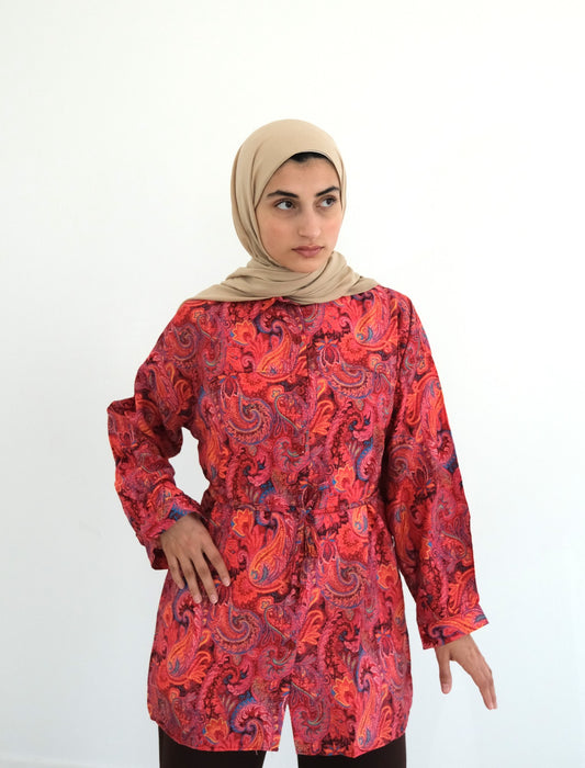Paisley Tunic Shirt - Red