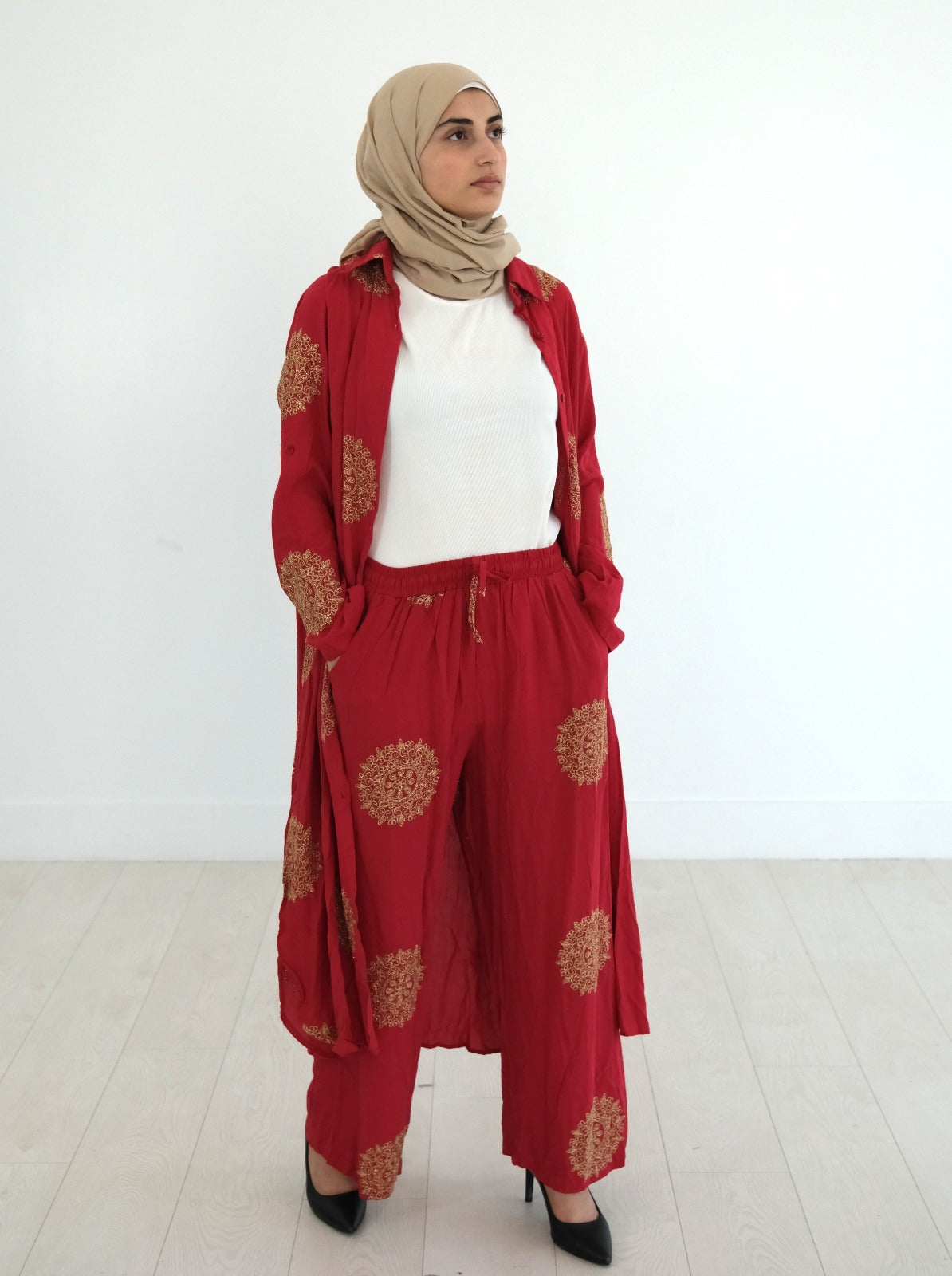 Etherial Pant Set in Red