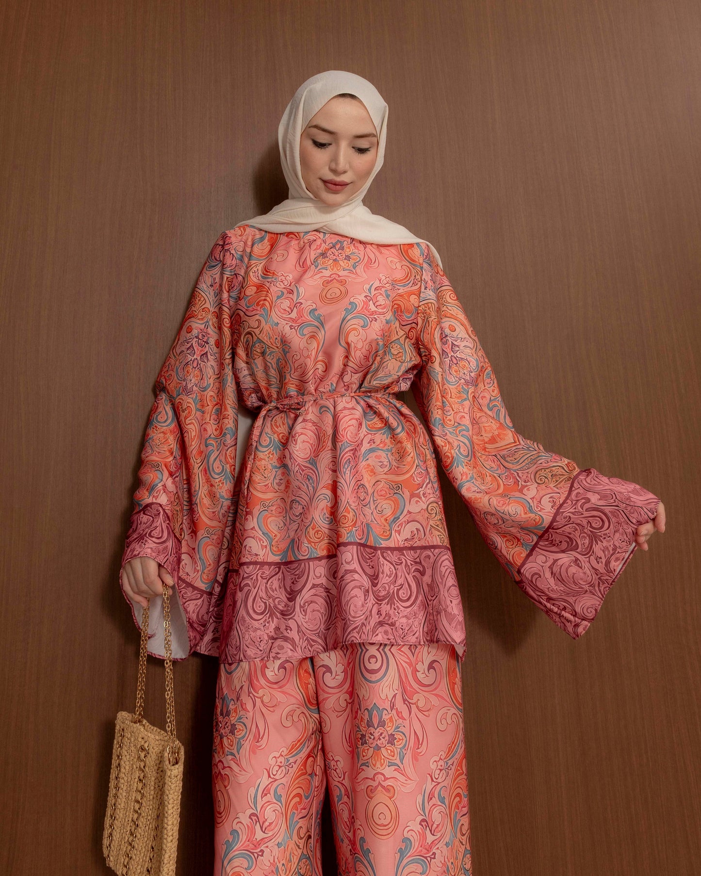 Harmony Satin Set - Coral