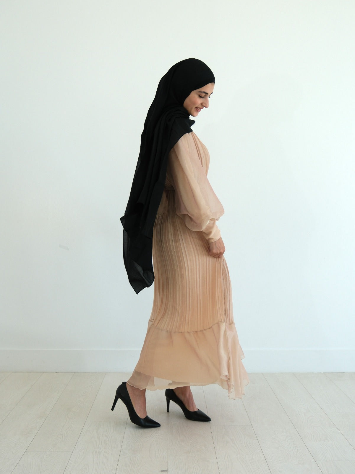 Elegant Pleated Lined Dress - Stardust