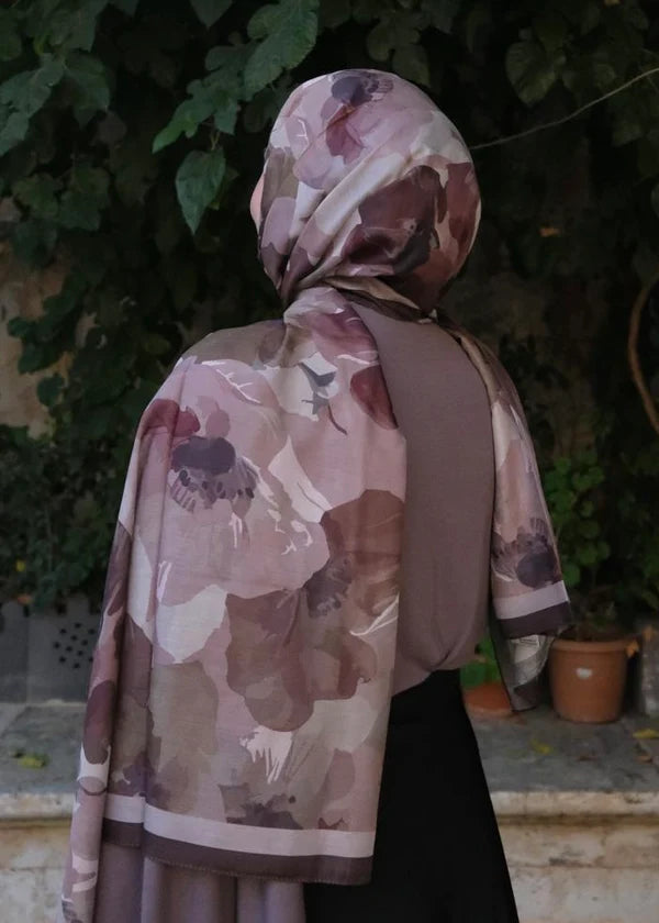 Maribel Print Hijab - Brown