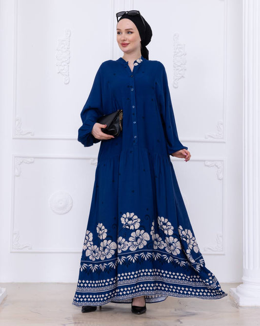 Lightweight Cotton Dress - Ocean Bloom