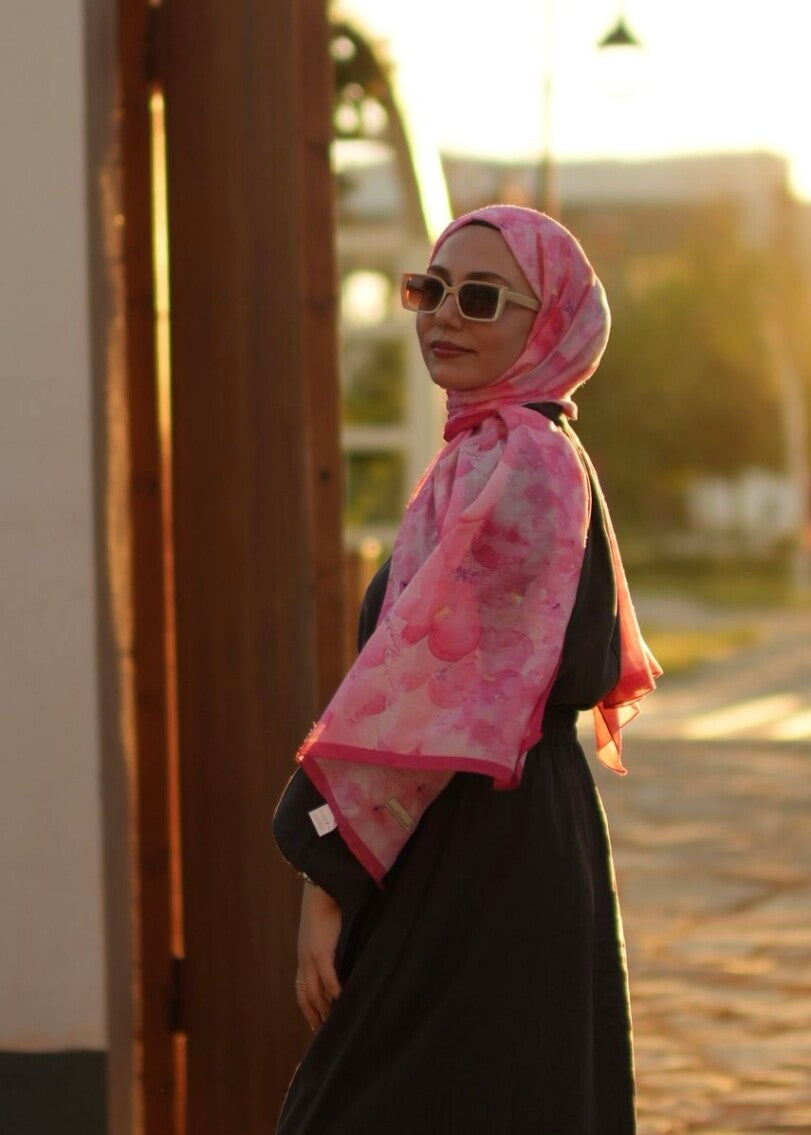 Flora Print Hijab - Pink