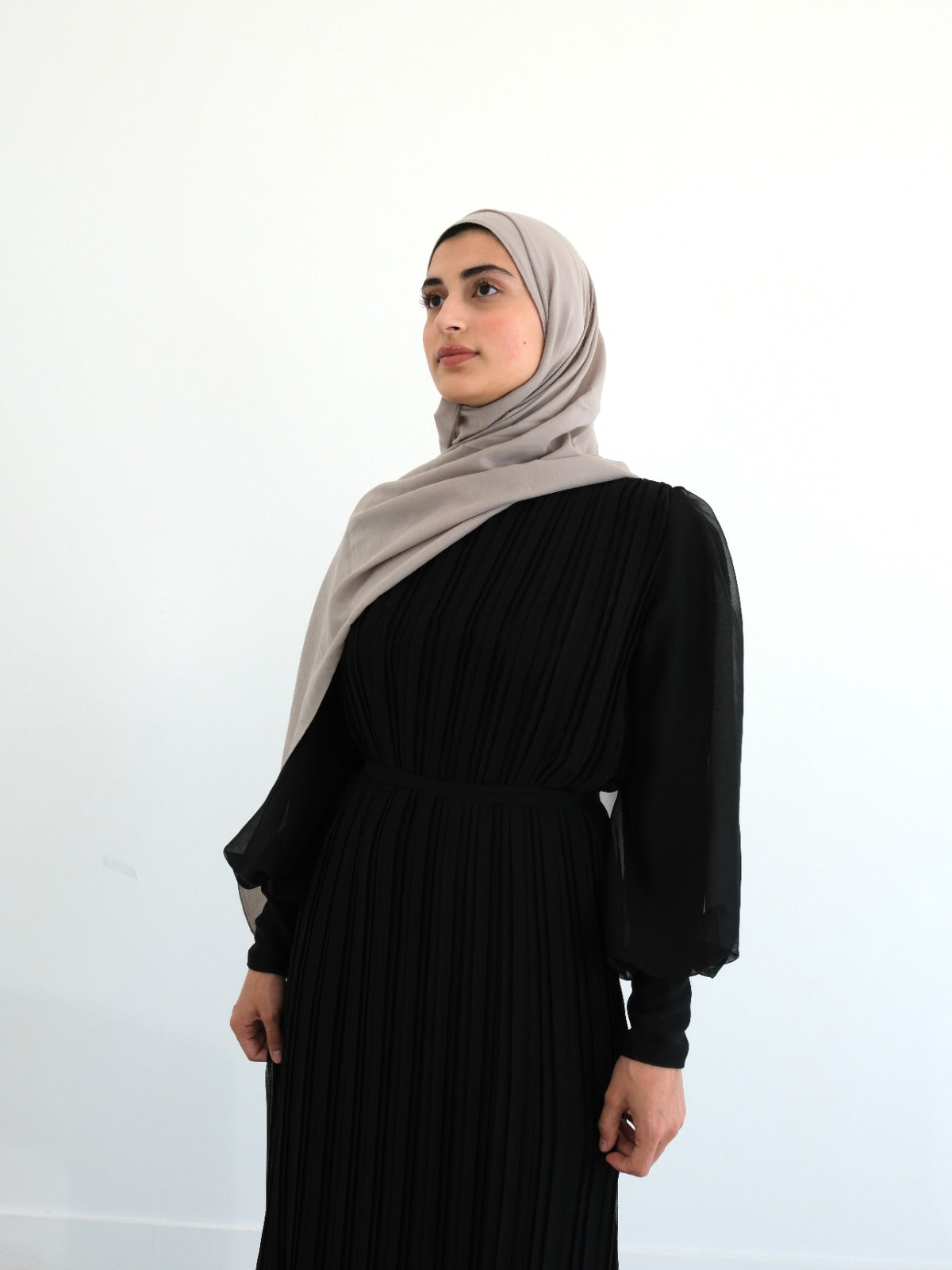 Elegant Pleated Lined Dress - Black