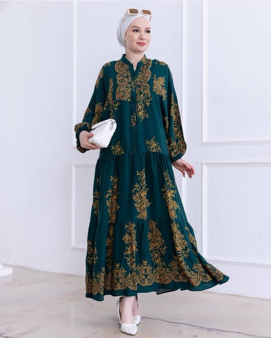 Emerald & Gold Summer Dress
