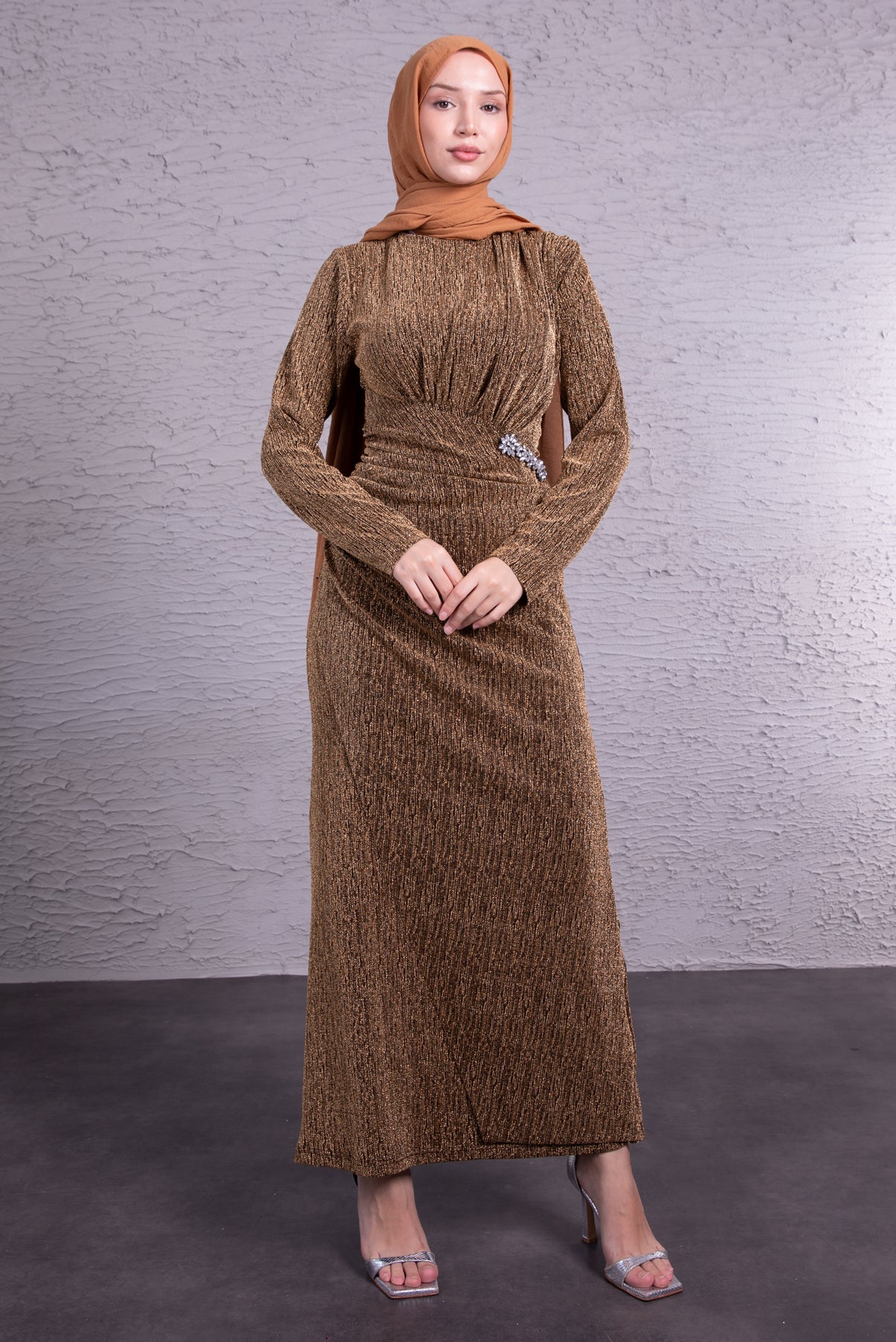 Gold Glimmer Modest Gown