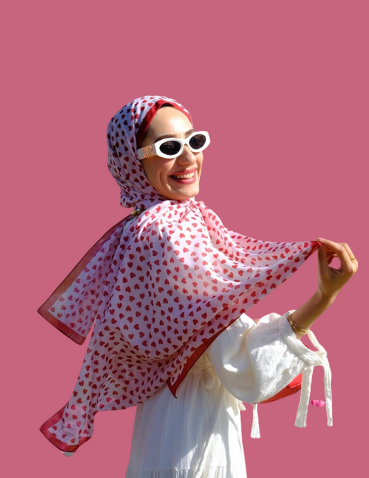 Playful Hearts Print Hijab