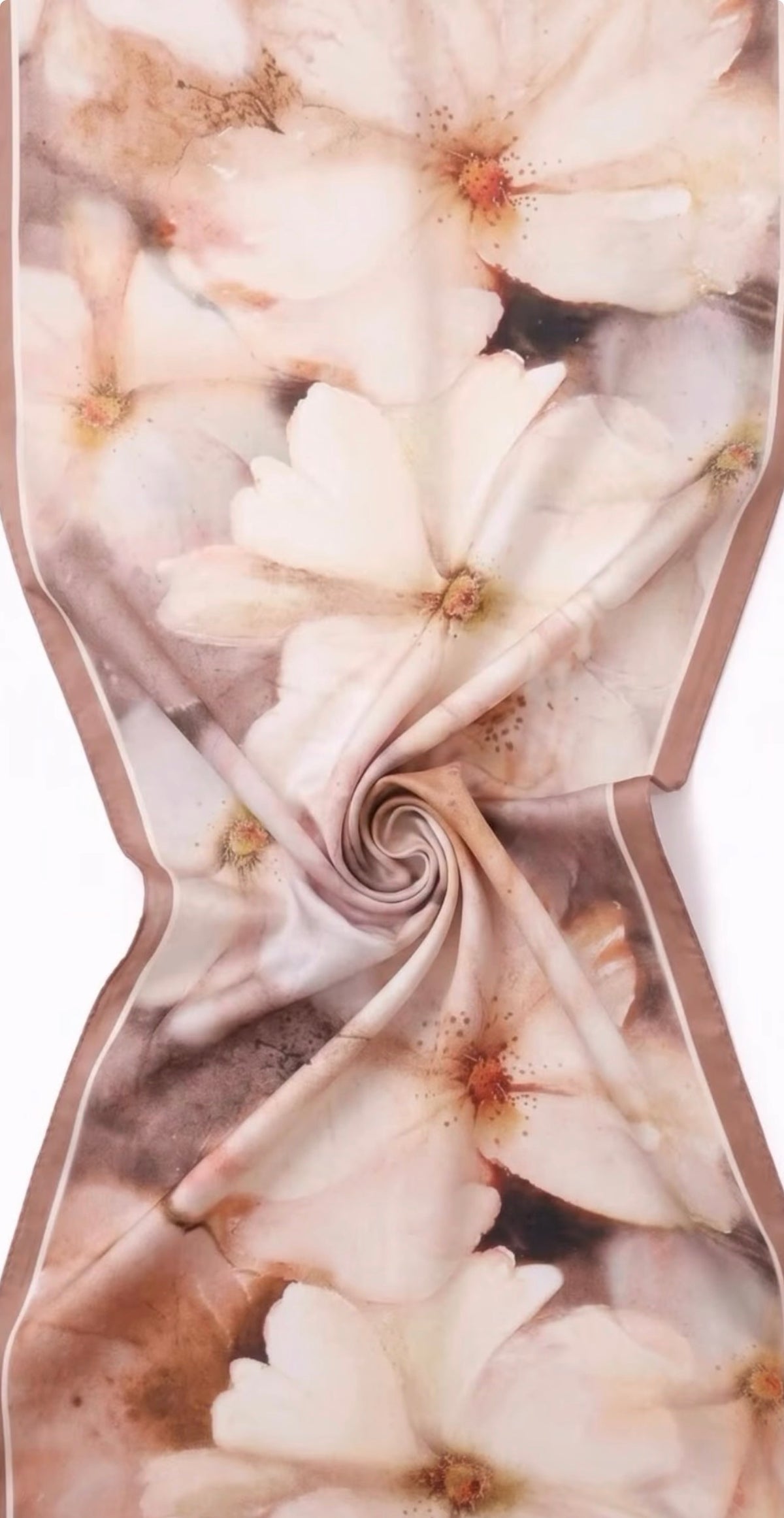 Bamboo Textured Print Hijab - Toffee Border Floral