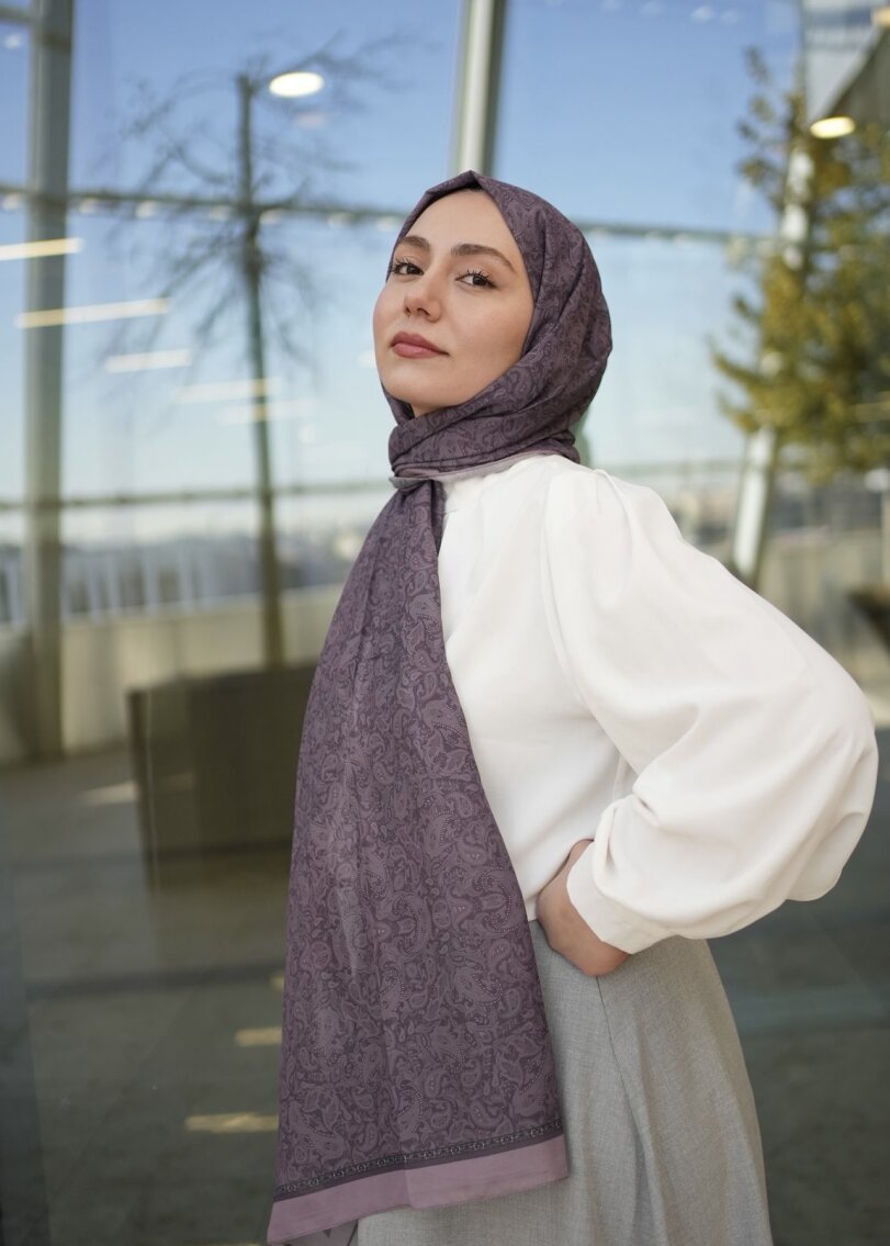 Regal Print Hijab - Purple