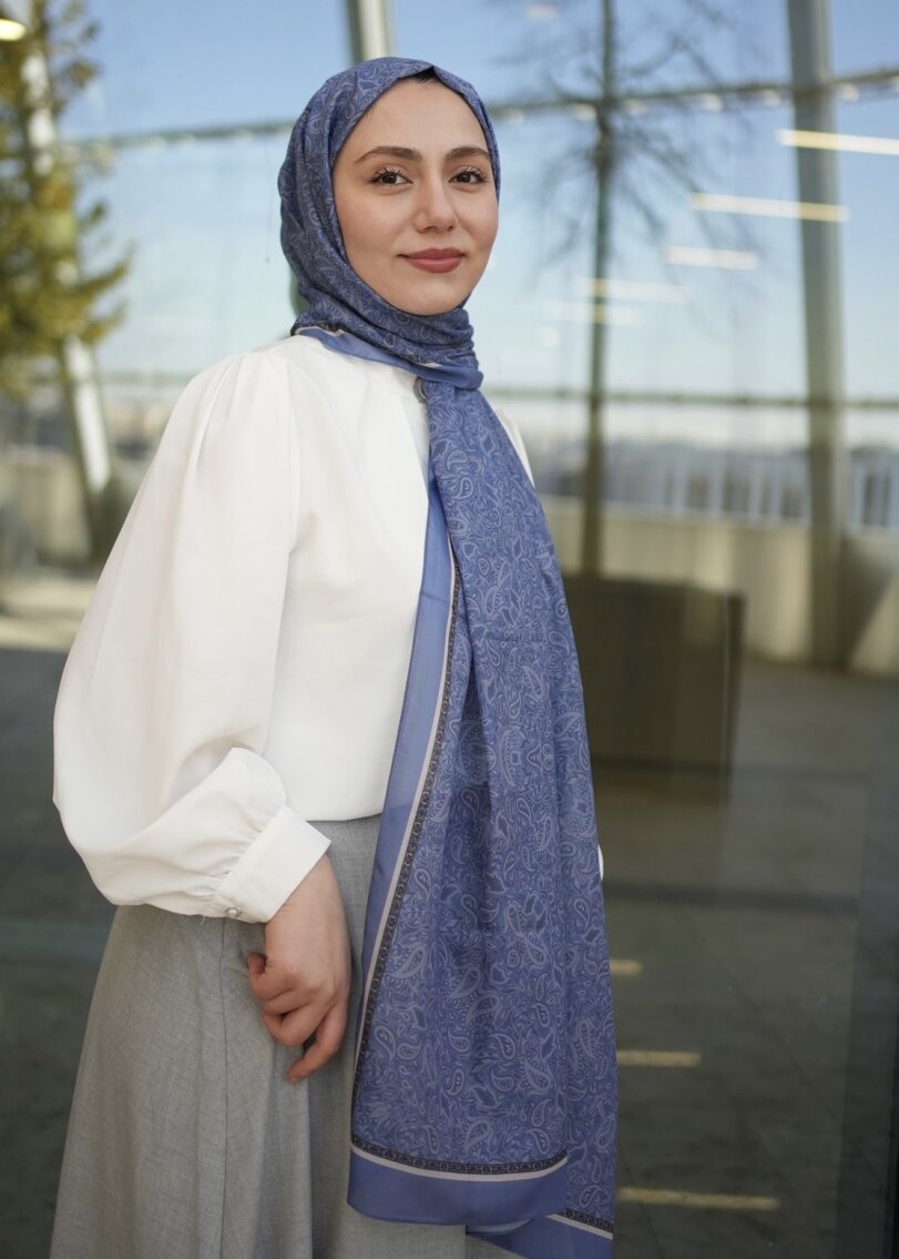 Regal Print Hijab - Light Blue