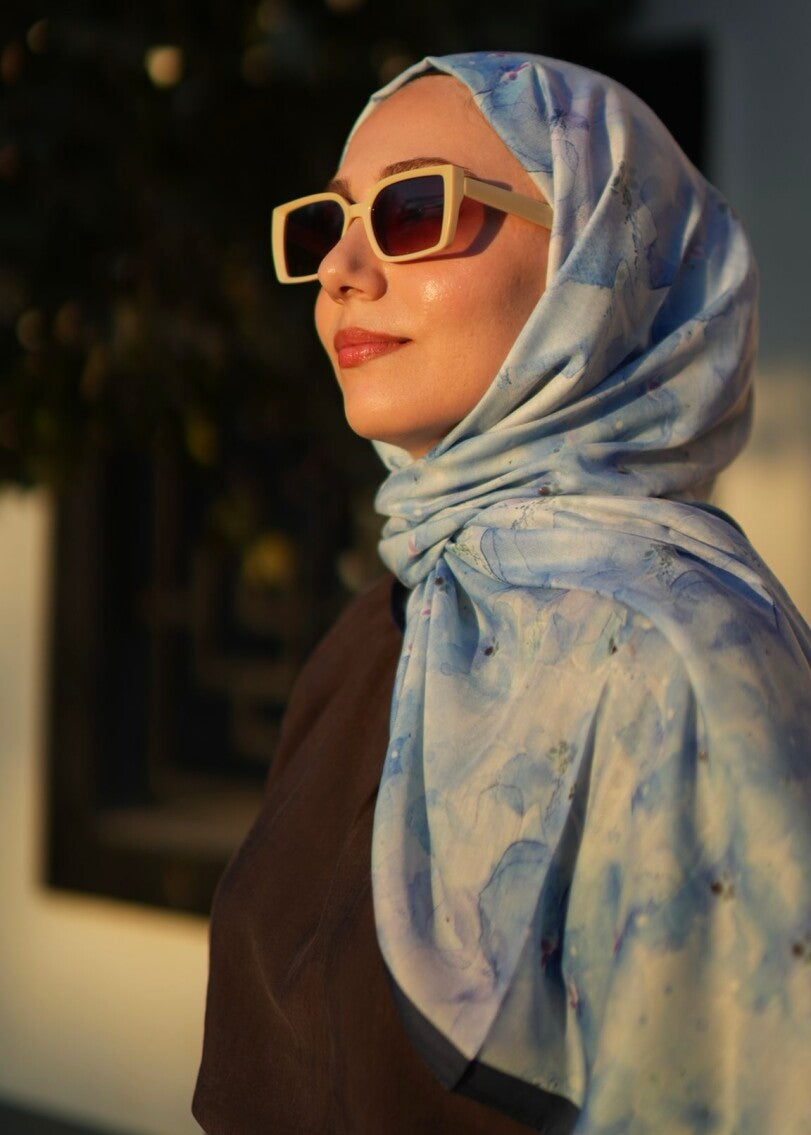 Flora Print Hijab - Blue